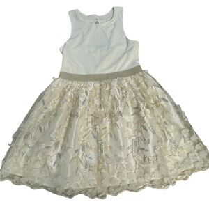 Nordstrom Zunie Cream & Gold Dress Flower Girl ,Going away dress  Size 16